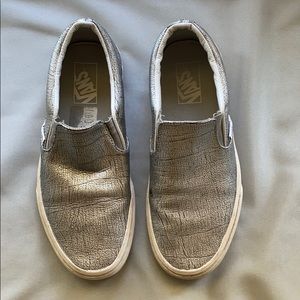Silver Slip On Vans size 8.5 Metallic